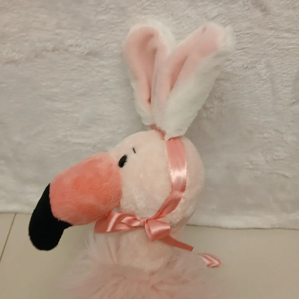 Ganz Rabingo Flamingo Easter Stuffed Plush Animal Bunny Ears & Striped Legs 18